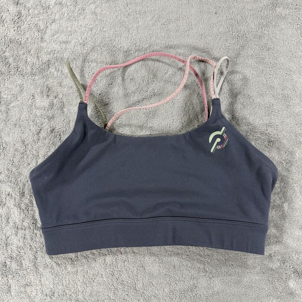 Peloton Womens S Cadent Strappy Elevate Sports Bra Purple Removable Pads